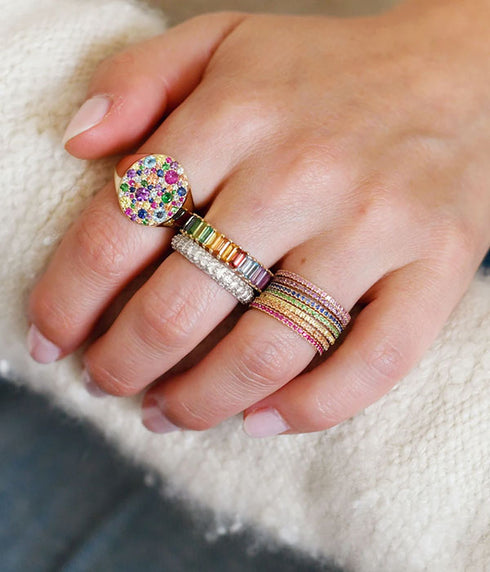 Amethyst Eternity Band 14K Yellow Gold